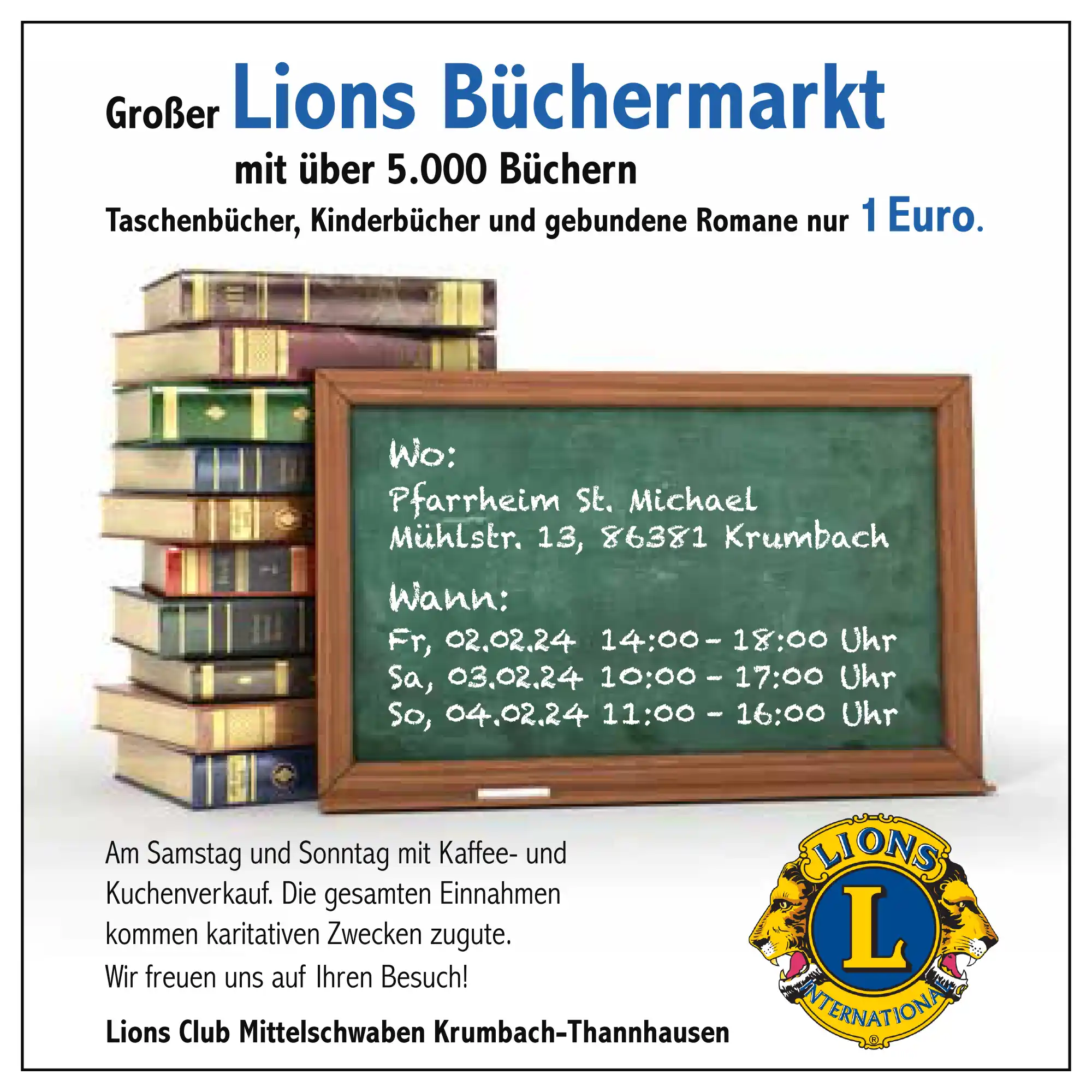 Lions Büchermarkt in Krumbach (Schwaben) vom 02.02.2024 bis 04.02.2024